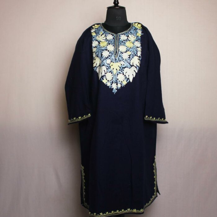 Kashmiri Pheran - Navy Blue With Aari Embroidery