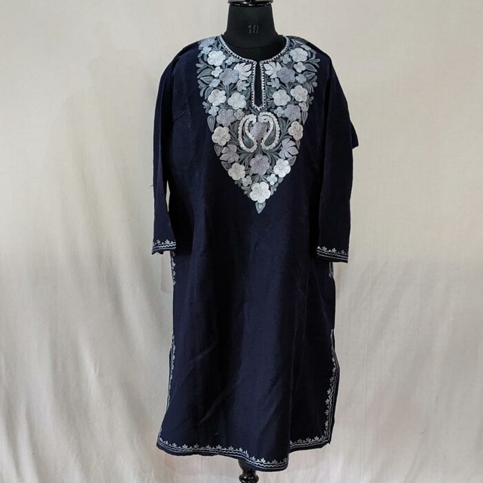 Jazbaat Dark Blue Sheen Kashmiri Winter Aari Pheran