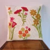 Throw Pillow Case Covers 16x16 Set of 2 Decorative Floral Embroidered Design on Solid Natural White Background for Couch, Sofa - Set of 2