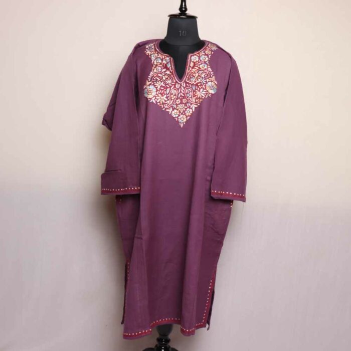 Purple Shahinda Pure Wool Kashmiri Paper Mache Sozni Pheran