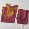 Purplish Pink Amma Kashmiri Embroidery Girl Summer Kurti With Trousers (4-5 y)