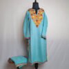 Turquoise Urooj Ruby Cotton Aari Kashmiri Co-ord Set
