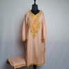 Peach Cotton Aari Kashmiri Salwar Kameez Co-ord Set