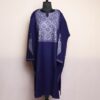 Designer Pheran - Dark Blue Raffal loose Kashmiri Sozni Hand Work - Mirza Collection