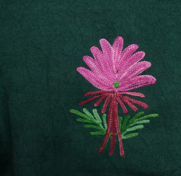 Kaftan Top for Ladies - Dark Green Crush Cotton- L51 - Image 4