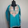 Blue Gulabi Posh Bisma Short Kashmiri Cotton Kurti with Ari Embroidery