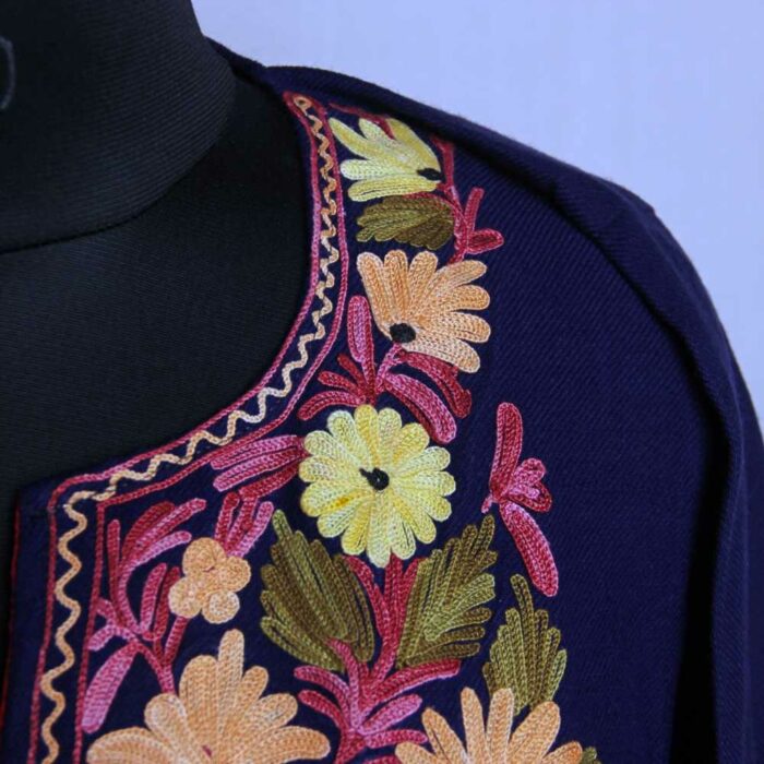 Kashmiri Pheran Dress- Inayat Blue With Aari Embroidery - Image 3