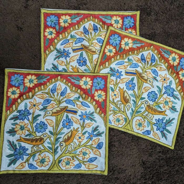 Tree of Life Chainstitch Cushion Cover 16×16 (Set of 3)