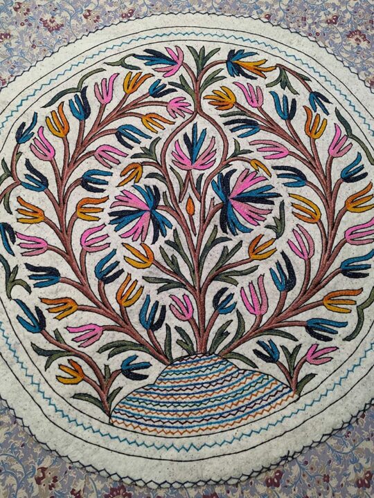 Nayab Kashmiri Tapestry Rug - 4.7 feet, Pure Wool, Handmade