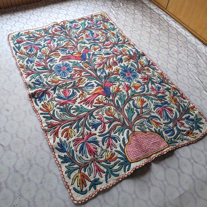 Luxury Namda Zaina 6×4Ft Pure Wool Double Work Handmade Aari Embroidered