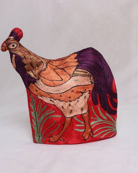 Handmade Rooster Hen Chainstitch Quilted Tea Cozy