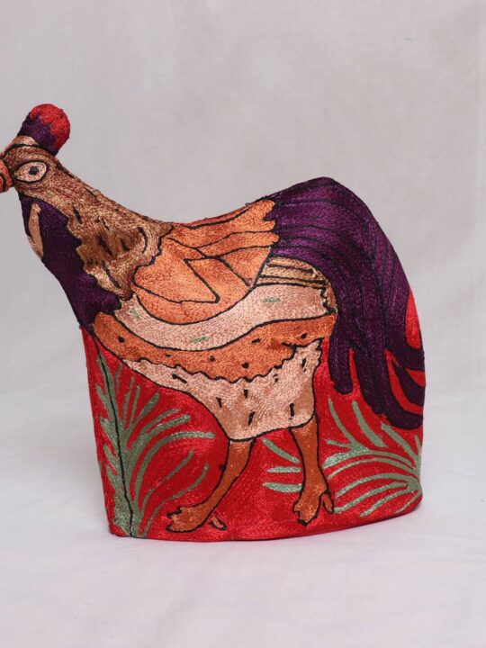 Handmade Rooster Hen Chainstitch Quilted Tea Cozy