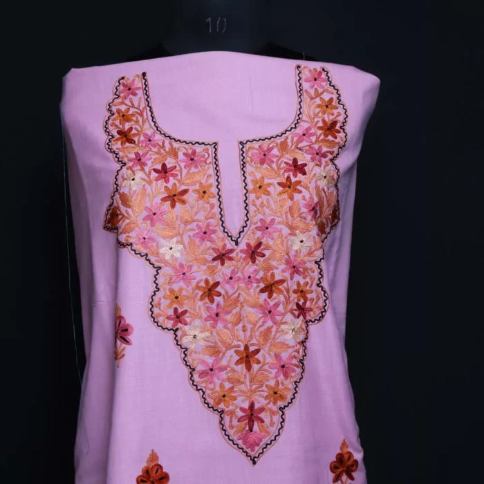 Light Purple Aari Work Kashmiri Suit