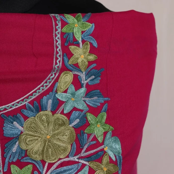 Purplish Pink Summer Cotton Aari Kashmiri Suit - Image 3