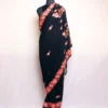 Beautiful Black Georgette Saree With Aari Embroidery