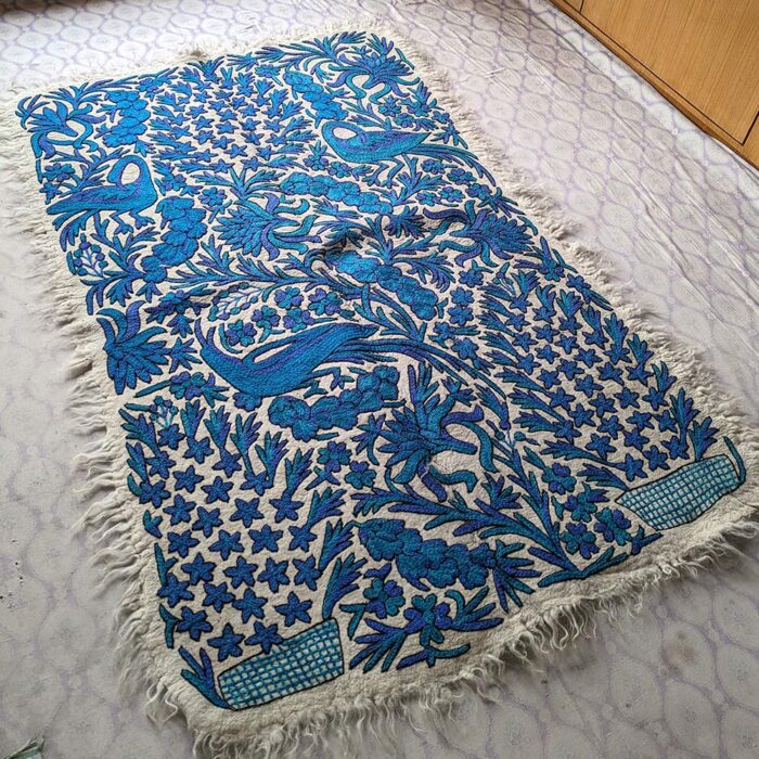 Luxury Wular 6×4Ft Pure Wool Double Work Handmade Aari Embroidered Namda