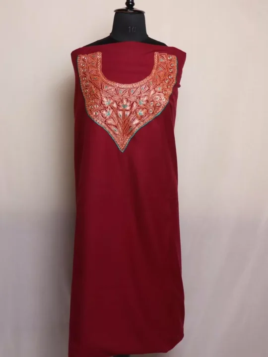 Maroon Cotton Tilla Kashmiri Suit - The Kaab