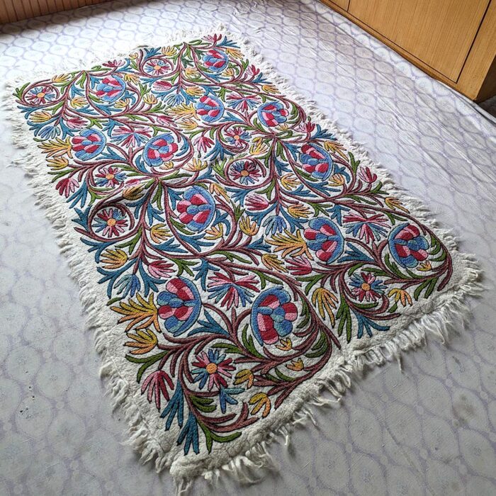 Luxury Namda Harmukh 6×4Ft Pure Wool Double Work Handmade Aari Embroidered