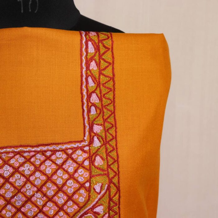 Mustard Kashmiri Aari Handwork Cotton Suit with Dupatta - Image 4