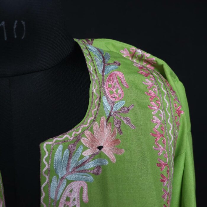 Green Kashmiri Co-ord Set with Aari Work - Image 2