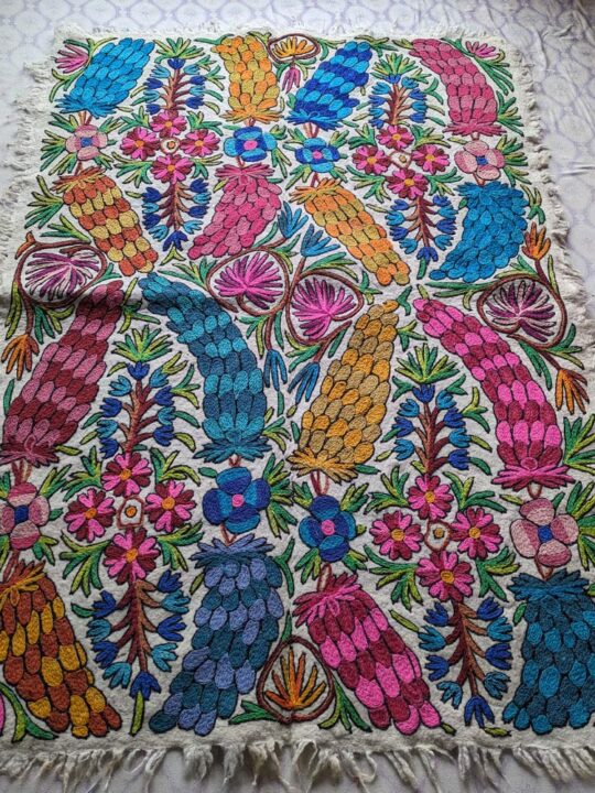 Luxury Badam 6×4Ft Pure Wool Double Work Handmade Aari Embroidered Namda
