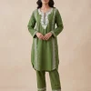 Dark Green Kashmiri Co-ord Set with Aari Work