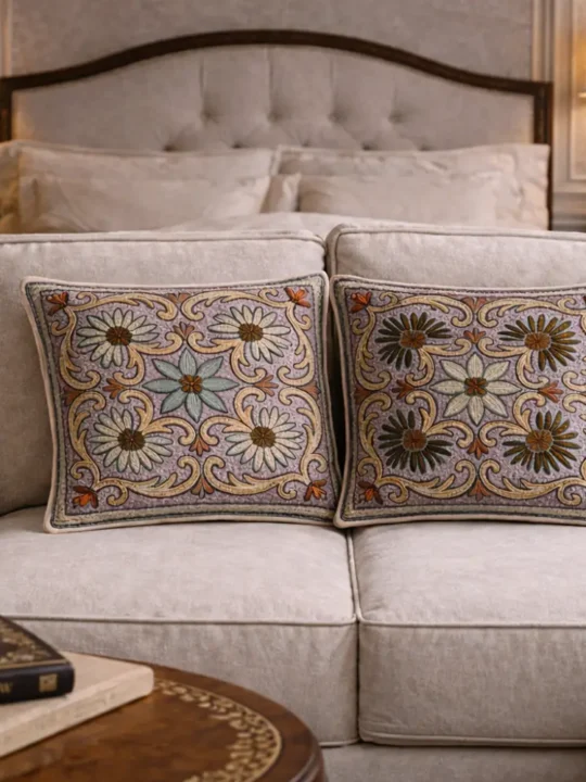 Wool Chainstitch Cushion Cover 12×12 - Set of 2