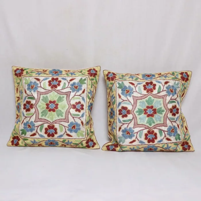 Zainakot Chainstitch Cushion Cover 16×16 - Set of 2