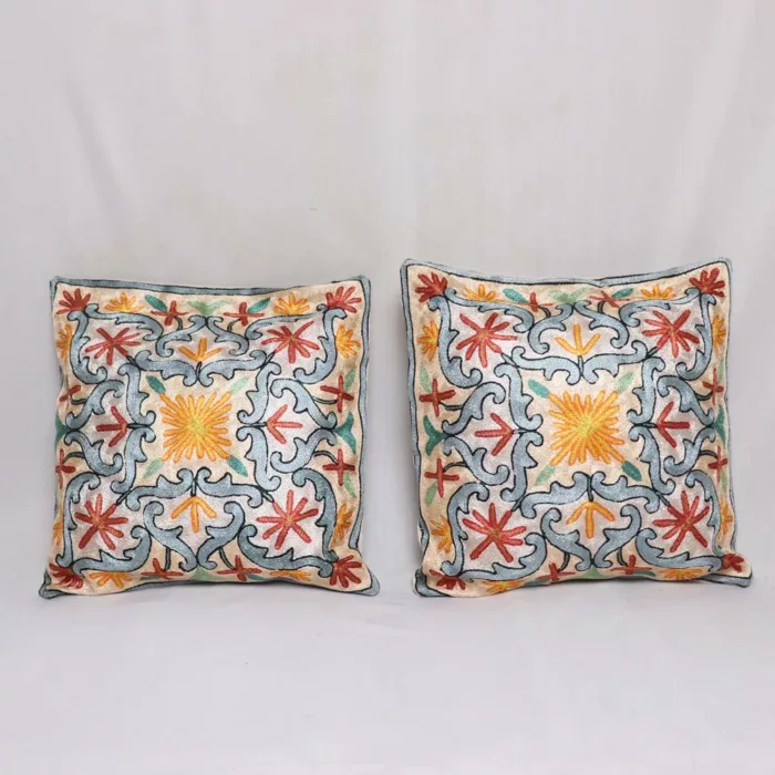 Surahi Chainstitch Cushion Cover 16×16 - Set of 2