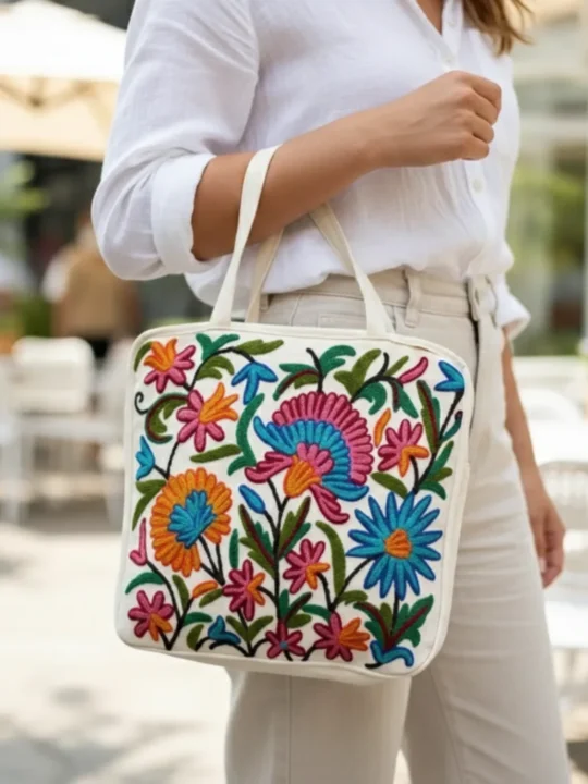 Hand Embroidered Crewel Work Kashmiri Bag