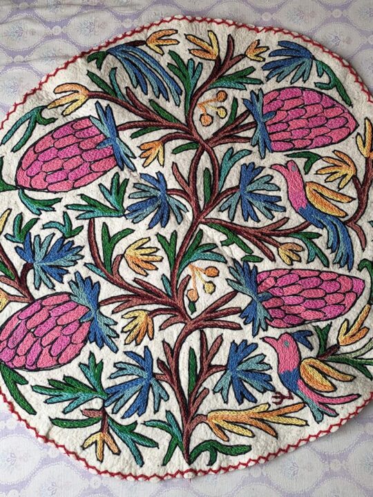 Splendid Kashmiri Rug Namda Handmade 3Ft Round Double Work
