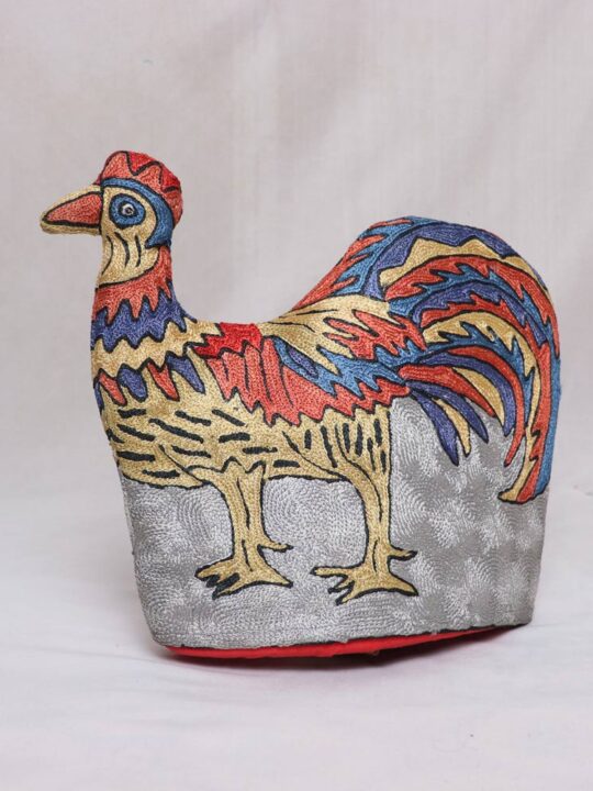 Charming Handmade Rooster Hen Chainstitch Quilted Tea Cozy