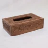 Hand Carved Walnut Wood Tissue Box