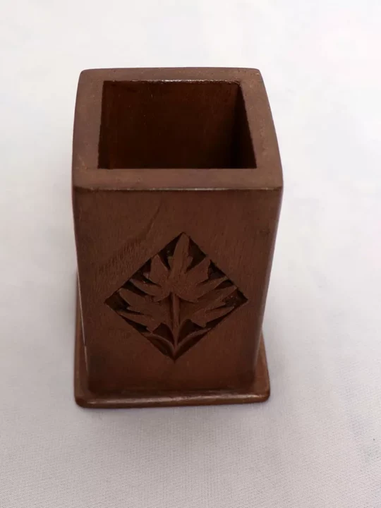 Hand-Craved Walnut Wood Pen or Brush Holder
