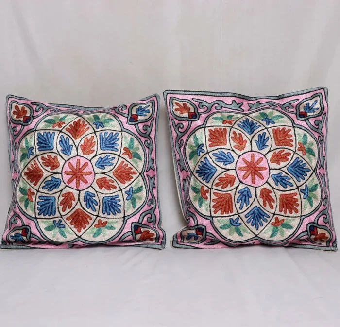 Naseem Chainstitch Cushion Cover 16×16 - Set of 2