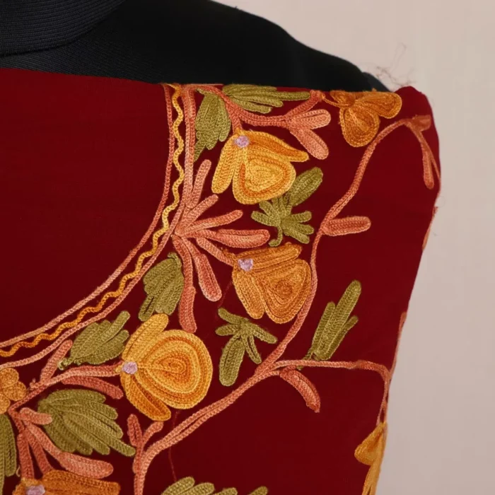 Maroon Georgette 3 Piece Suit With Aari Work - Image 3
