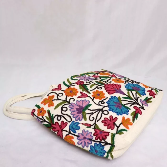 Kashmiri Hand Embroidered Crewel Work Bag - Image 3