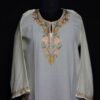 Light yellow Imaan Kashmiri Summer Kurti with Beautiful Aari Naal and Daman Work