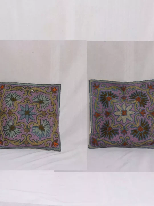 Wool Chainstitch Cushion Cover 12×12 - Set of 2