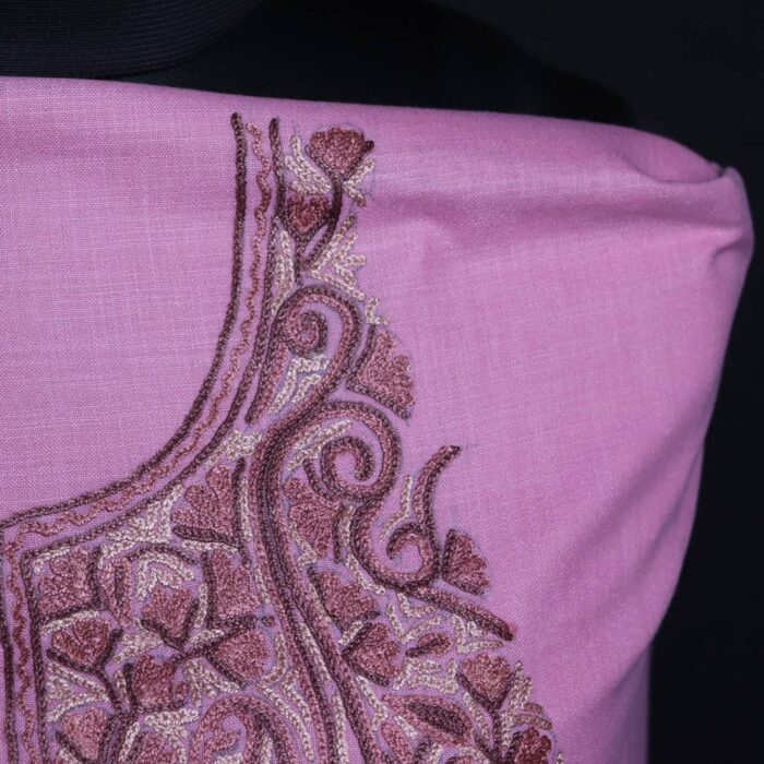 Pink Kashmiri Aari Handwork Cotton Suit with Dupatta - Image 2