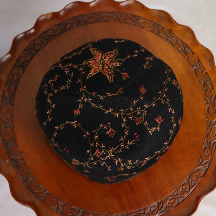 Kashmiri Sozni Cap Elegant Black Toosha - Image 2