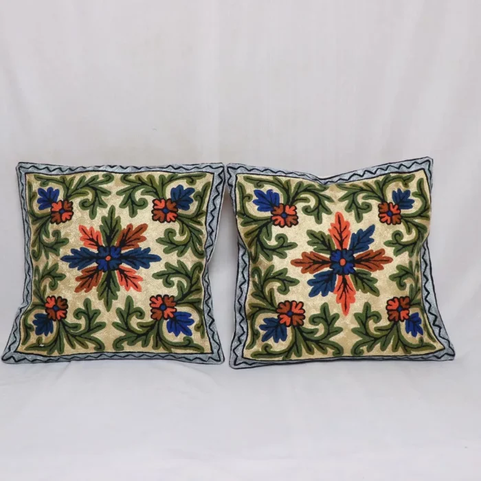 Sabzar Chainstitch Cushion Cover 16×16 - Set of 2