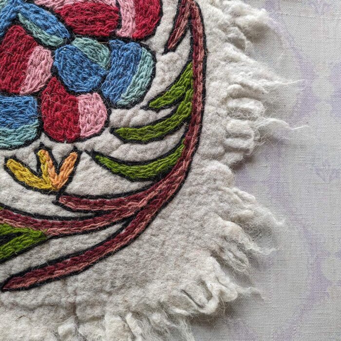 Luxury Namda Harmukh 6×4Ft Pure Wool Double Work Handmade Aari Embroidered - Image 2
