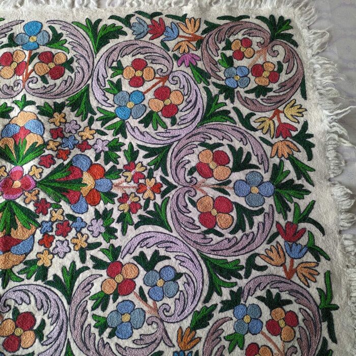 Luxury Namda Sabz 6×4Ft Pure Wool Double Work Handmade Aari Embroidered - Image 3