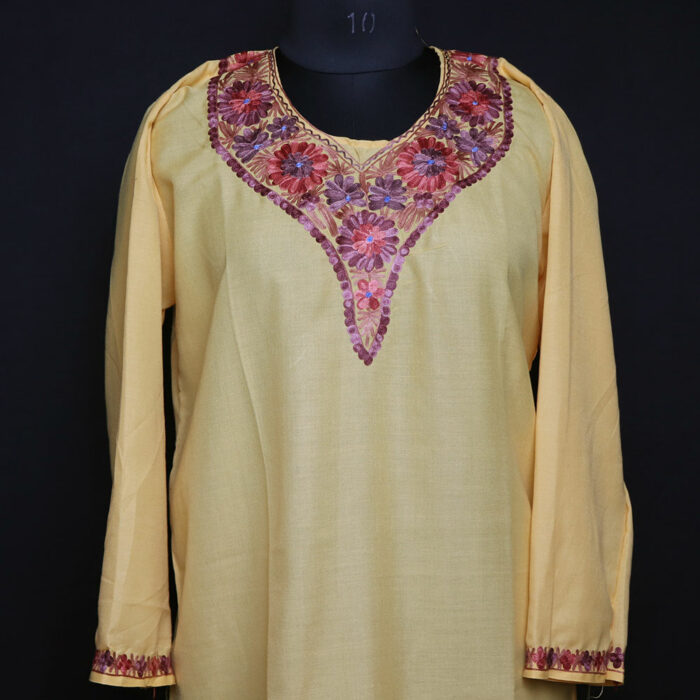 Yellow Kashmiri Co-ord Set with Aari Work - Image 2