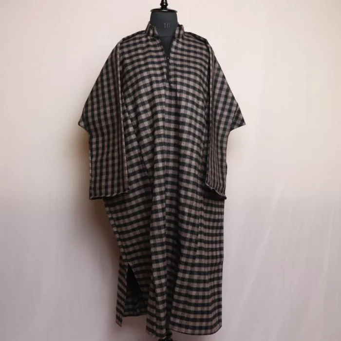 Men Grey Check Pheran