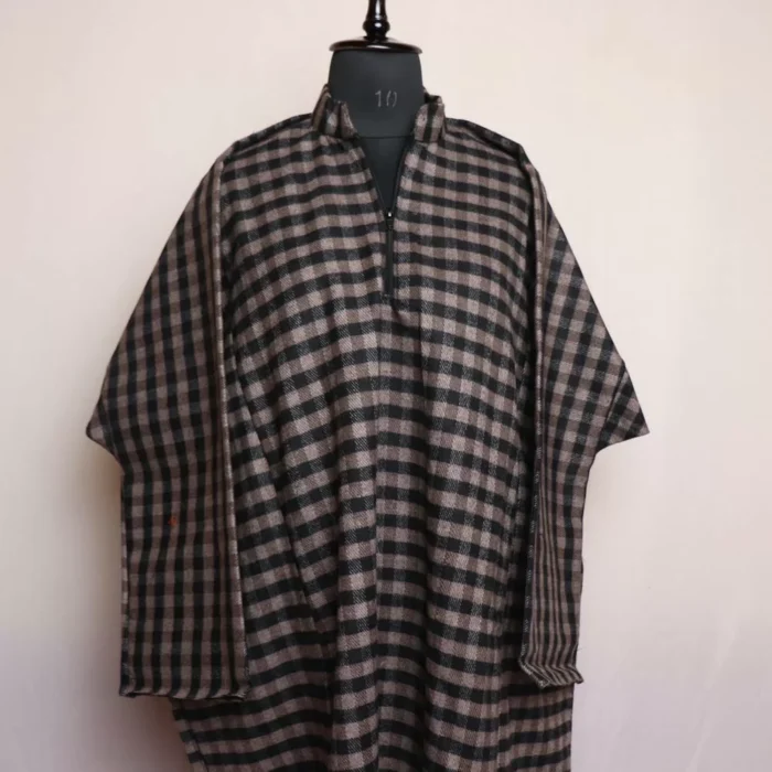 Men Grey Check Pheran - Image 2
