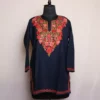 Navy Blue Afsheen Kashmiri Short Cotton Kurti with Aari Embroidery
