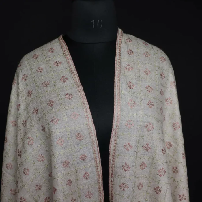 Natural Color Pure Pashmina Sozni Hand Work Stole - Image 5