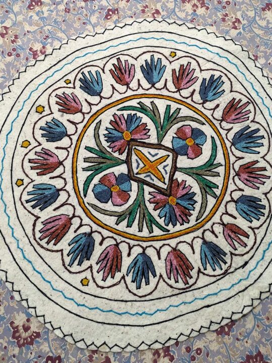 Nawakadal Handmade Aari Embroidered Wool Namda 3FT